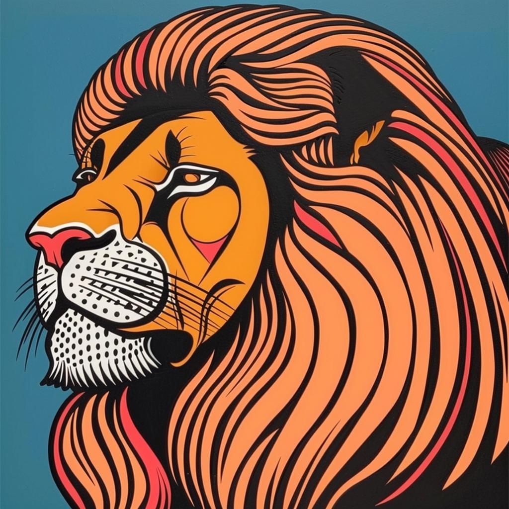 lion  mane  blue  background  animal  art  portrait  wildlife  powerful  colorful 1023300