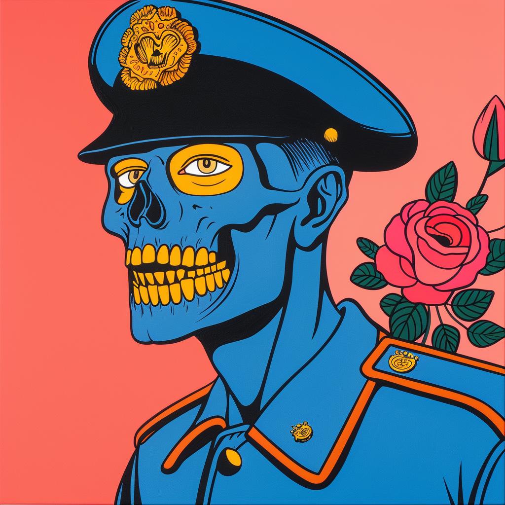 zombie  cop  skull  roses  uniform  graphic  illustration  dark  art  horror 972831