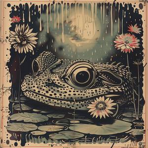 frog  flowers  moon  painting  chromolithography  art  nature  colorful  illustration  whimsical 1053303