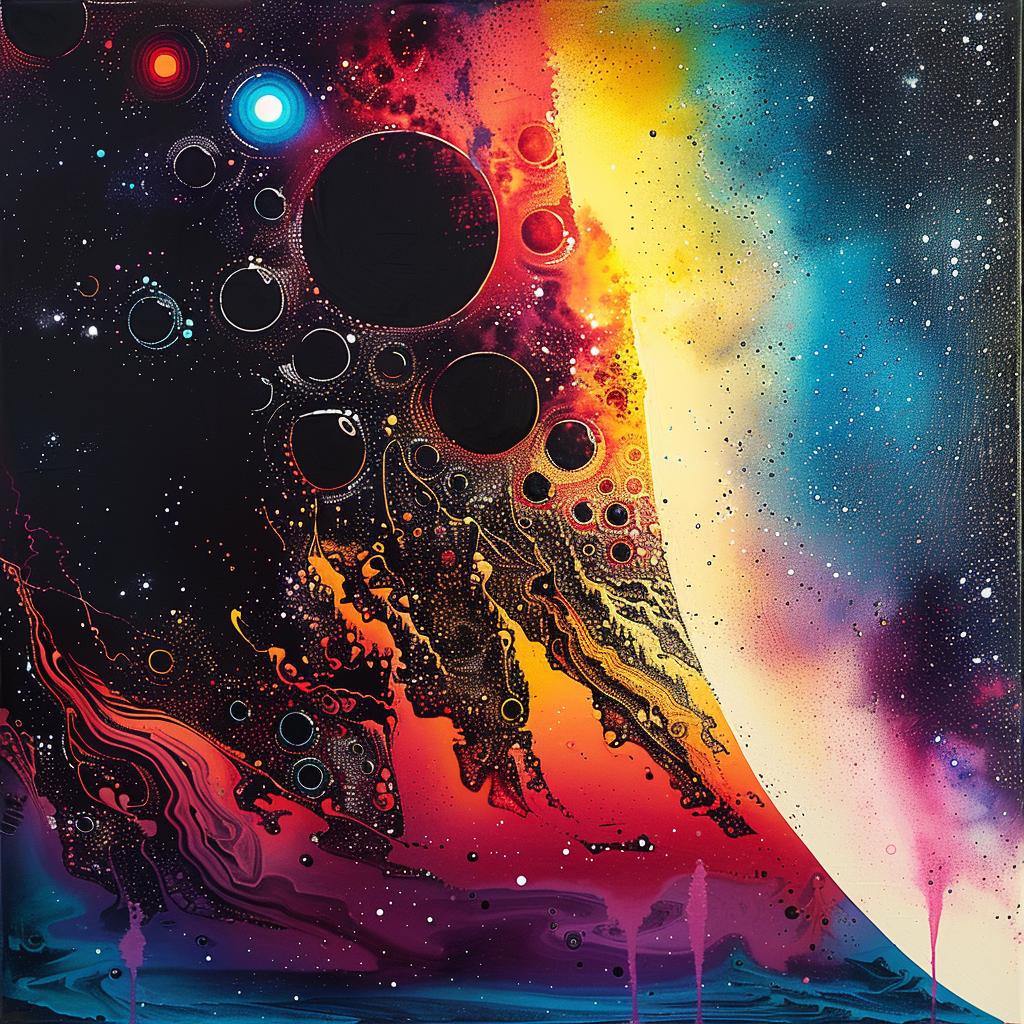 space  scene  colorful  moon  planets  cosmic  vivid  abstract  imaginative  art 967851