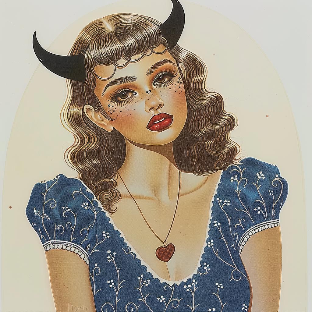 mythical  woman  horns  fantasy  portrait  vibrant  dreamlike  whimsical  creative  artistic 938327