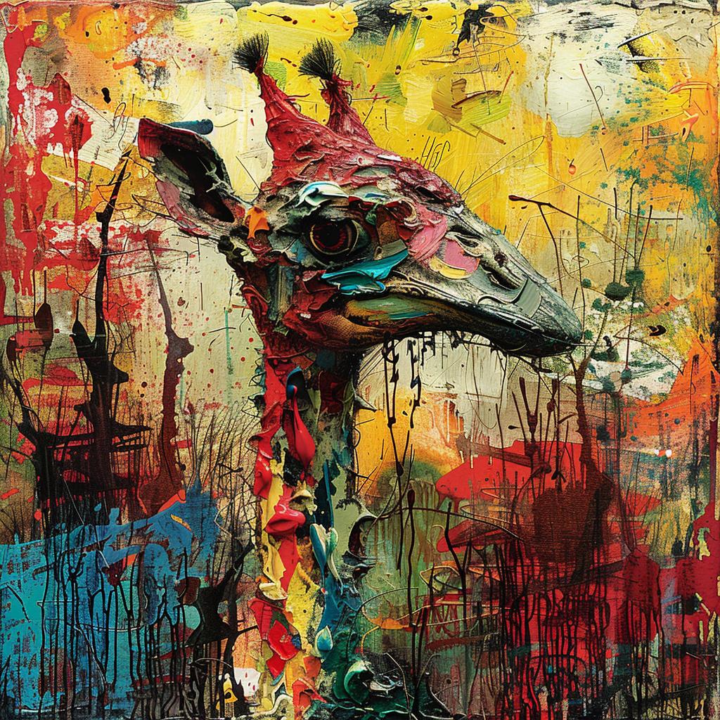 surreal  album  cover  giraffe  colorful  paint  canvas  naturalistic  terror  art 974046