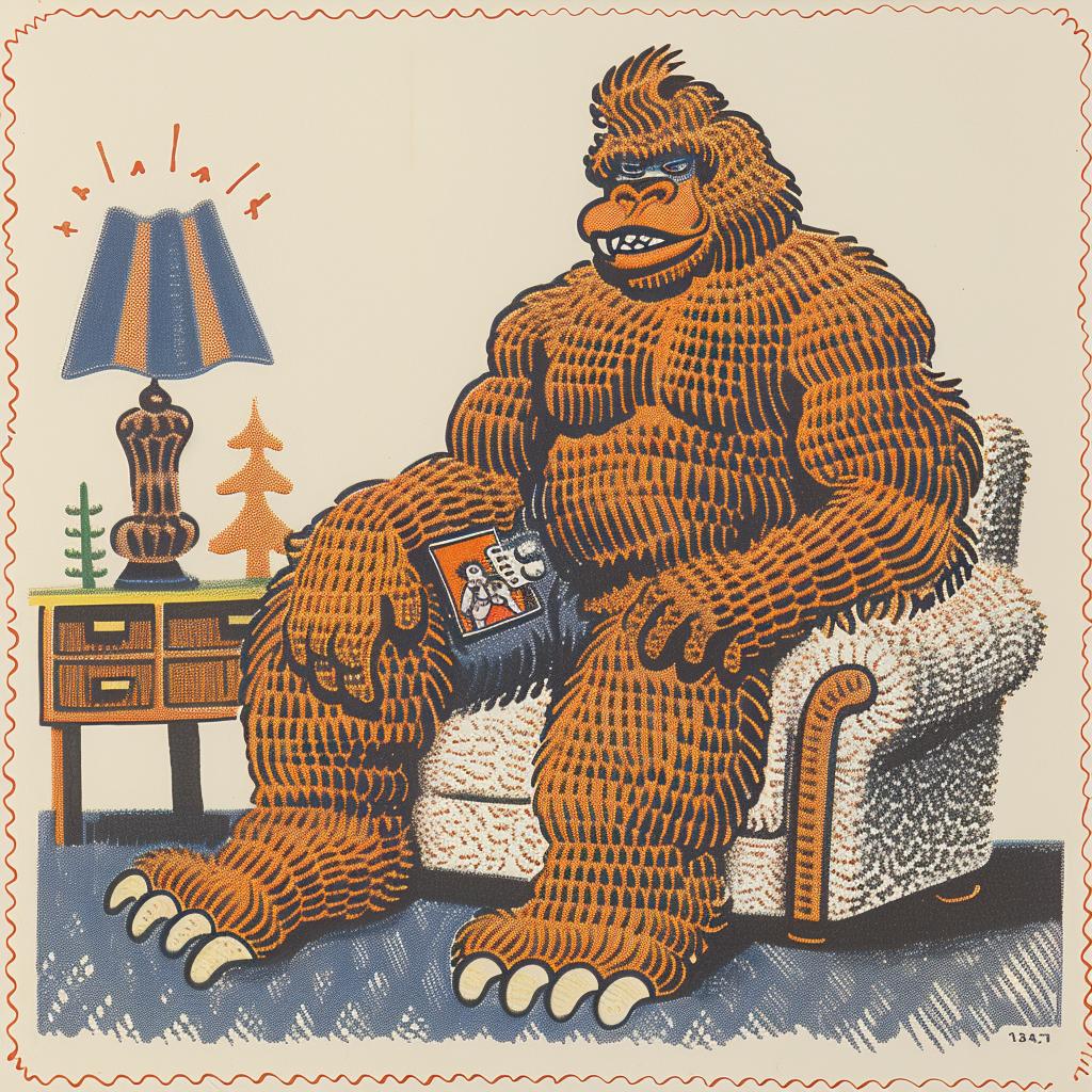 bigfoot  couch  poster  Sasquatch  sitting  humorous  funny  comedic  lifestyle  relaxation 962719