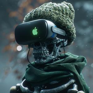هيكل عظمي، قبعة خضراء، سماعة رأس واقع افتراضي، شخصية، تقنية، رسم توضيحي منمق مستقبلي 1070822