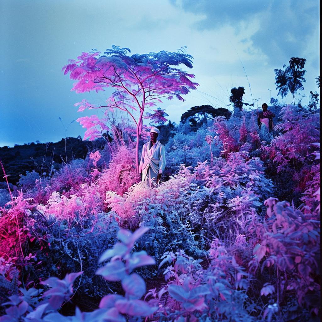 lifestyle  photo  surreal  unusual  lighting  glow  volumetric  tree  field  purple 1027146