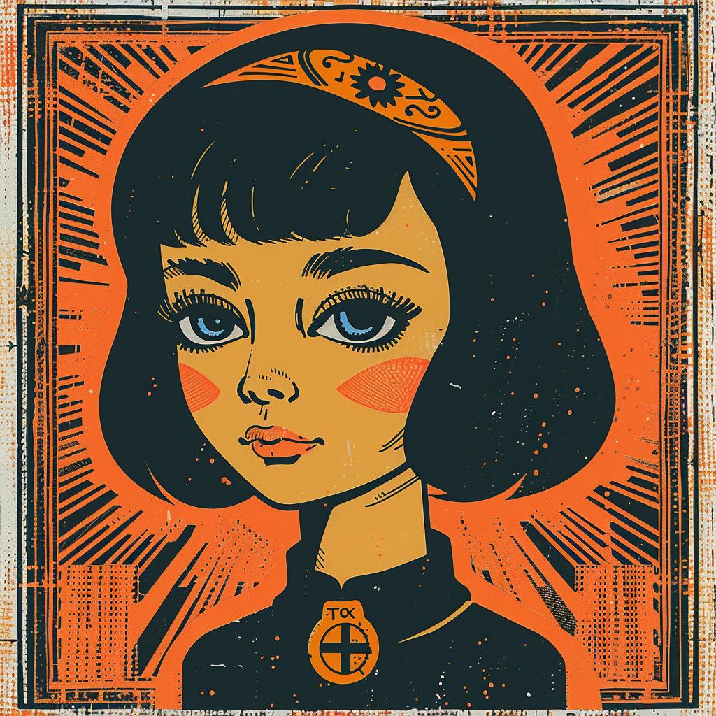 Bauhaus  Constructivism  halftone  lines  chiaroscuro  dress  girl  orange  black  poster 941446