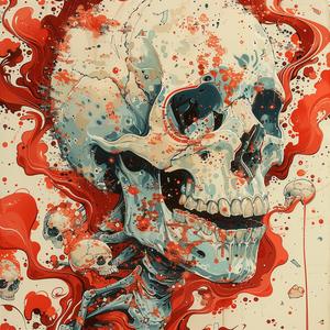 skull  painting  red  splatter  abstract  style  fluid  elements  realistic  fantasy 1073166