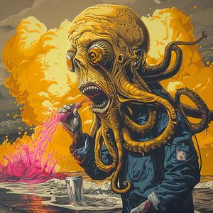 man  octopus  head  cigarette  surreal  fantasy  illustration  whimsical  artistic  absurd 1037388