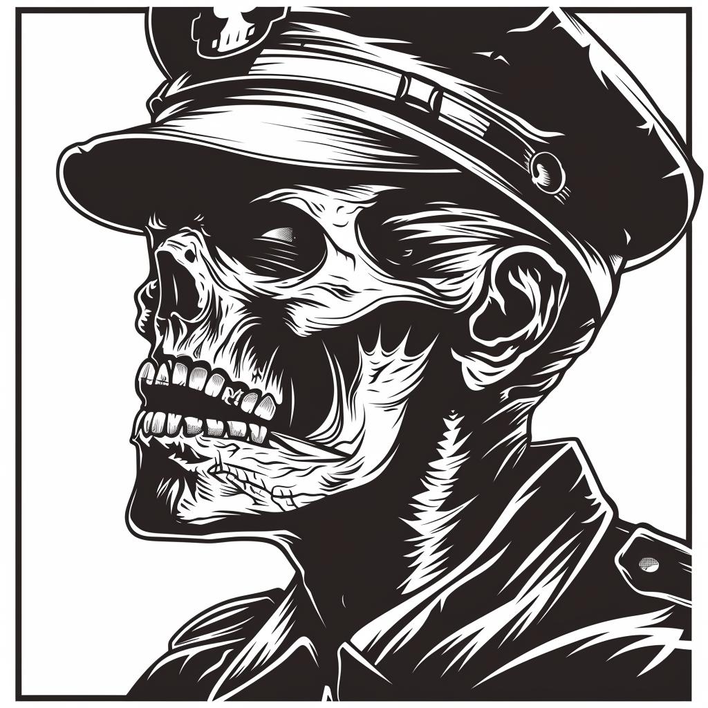 zombie  cop  silhouette  vintage  icon  emblem  police  skull  black  white 951713