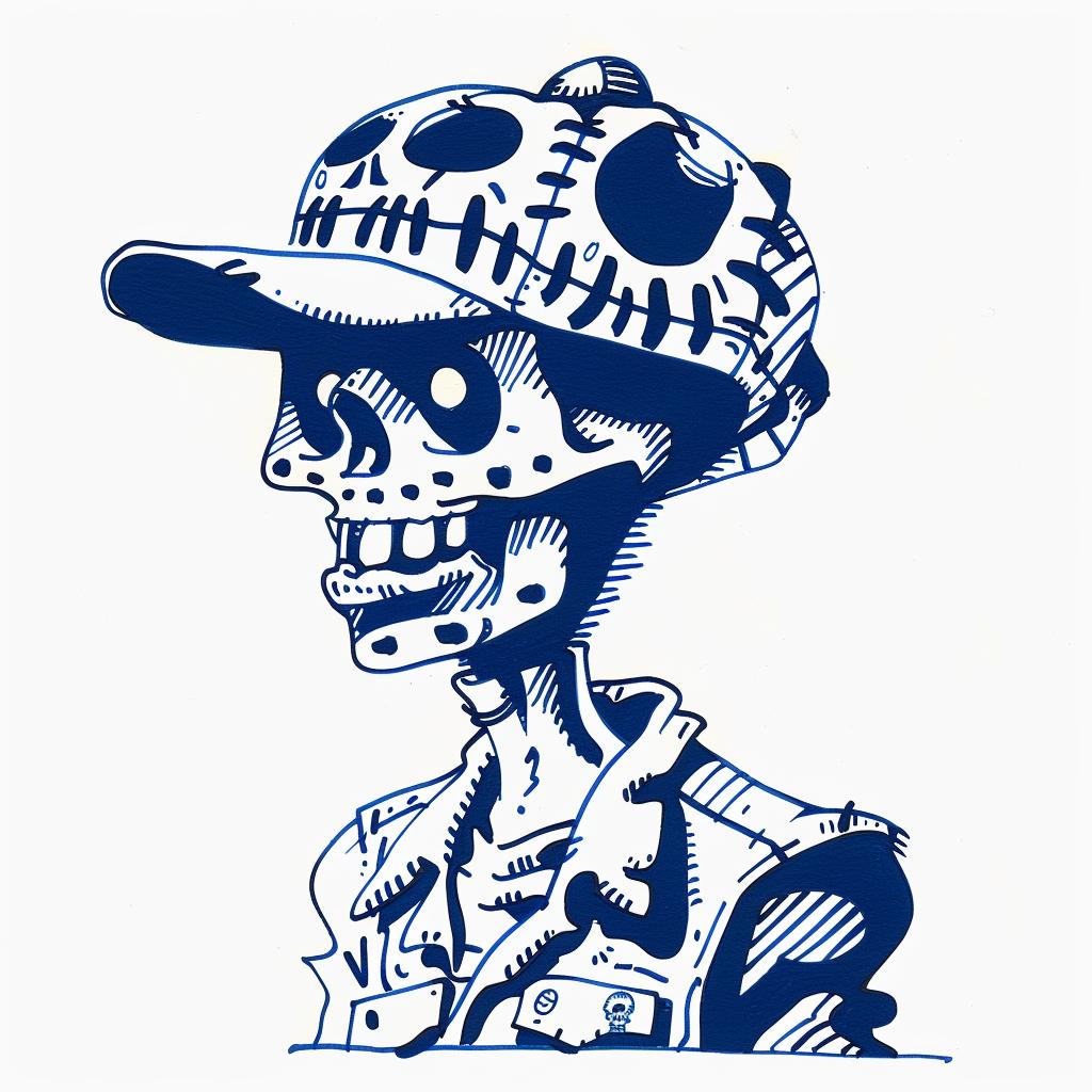 skull  baseball  cap  headgear  front-facing  illustration  dark  urban  stylized  graphic 1027500