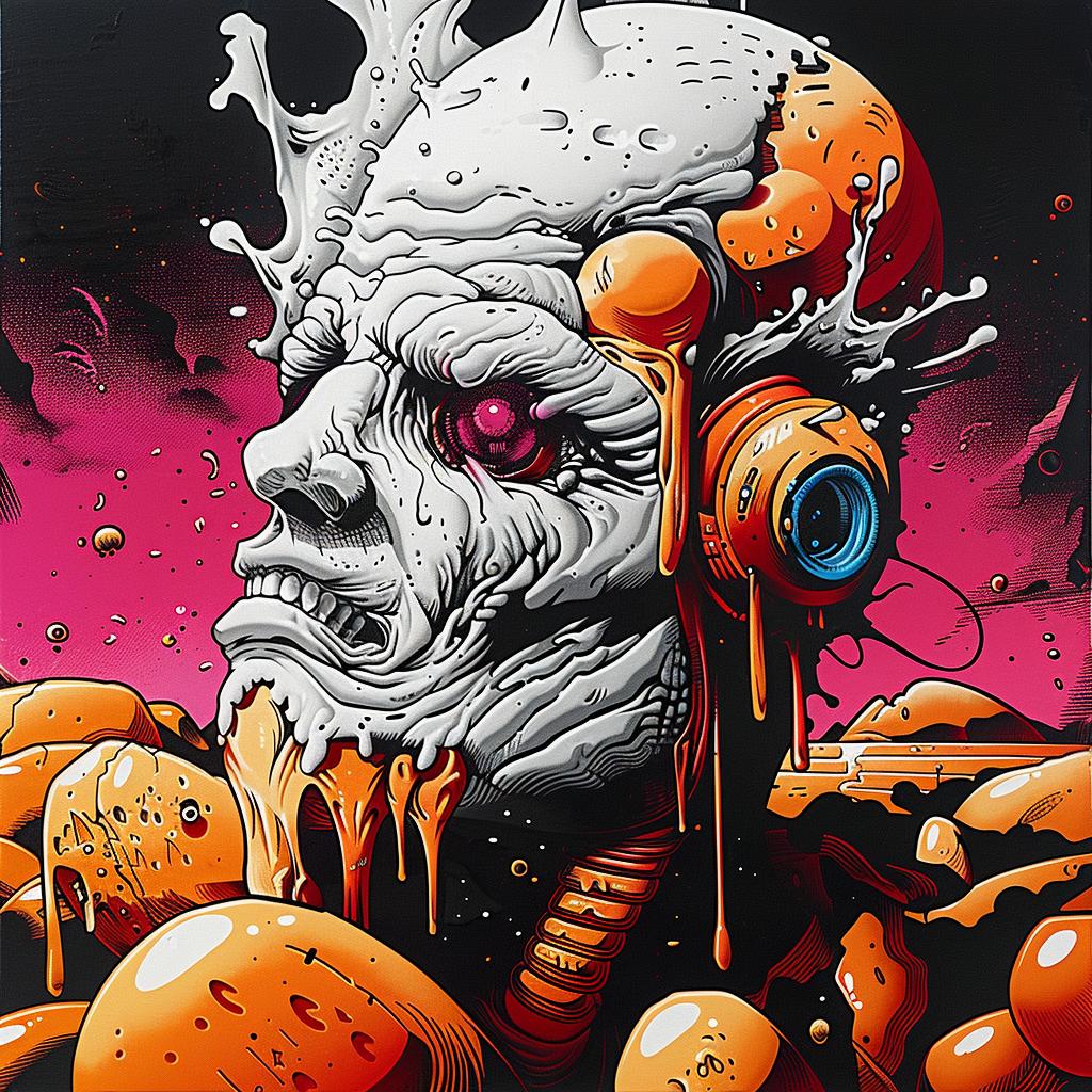 japanese  lettering  zombie  portrait  surreal  mixed-media  colorful  abstract  composition  artistic 948789