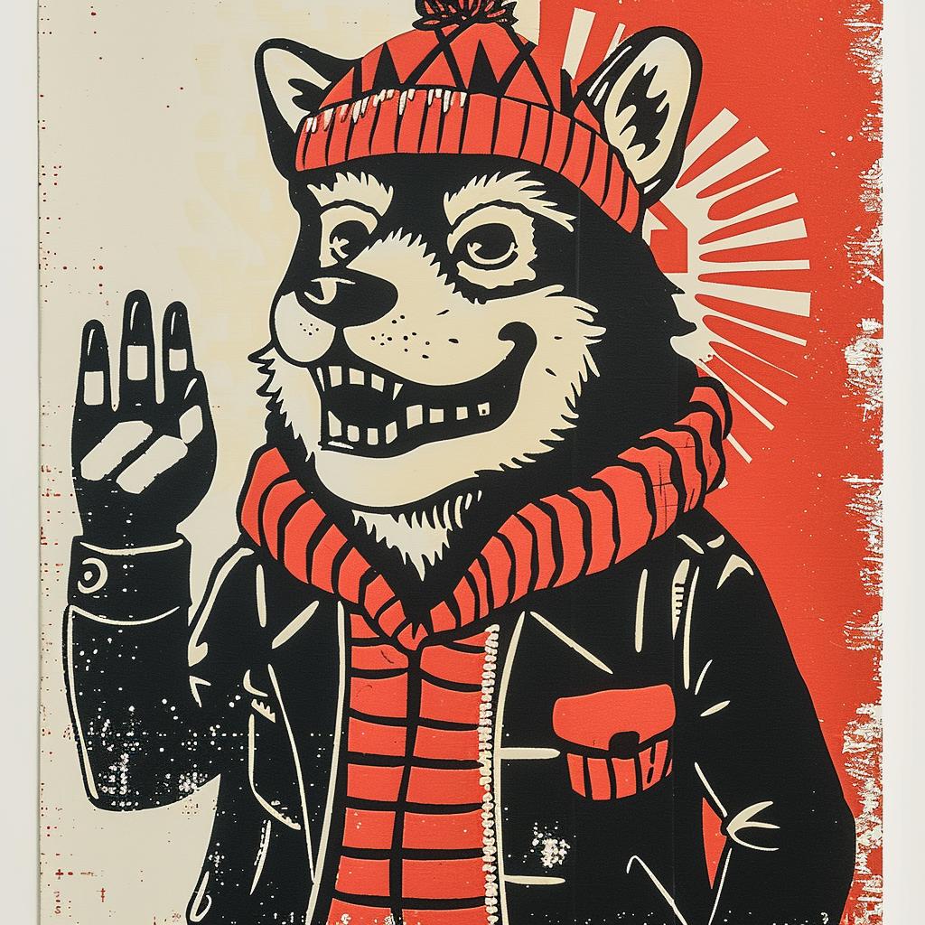 aggressive  streetwise  wolf  beard  hat  scarf  simple  minimal  poster 956922