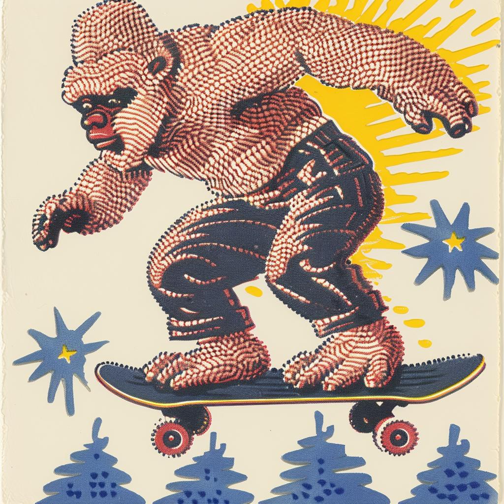 sasquatch  skateboard  kickflip  urban  action  playful  humorous  poster  illustration  fantasy 962746