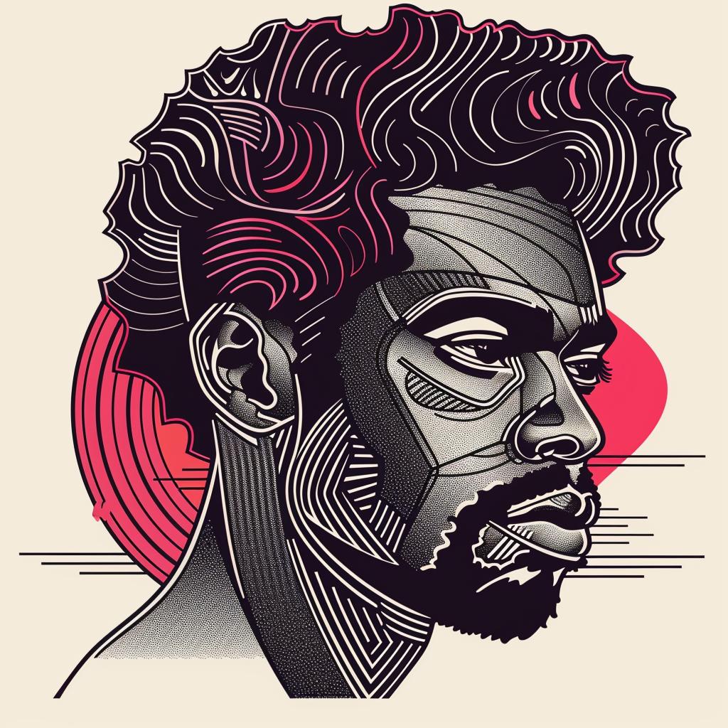 Pop  Art  African-American  man  curly  hair  red  background  portrait  vibrant 937451