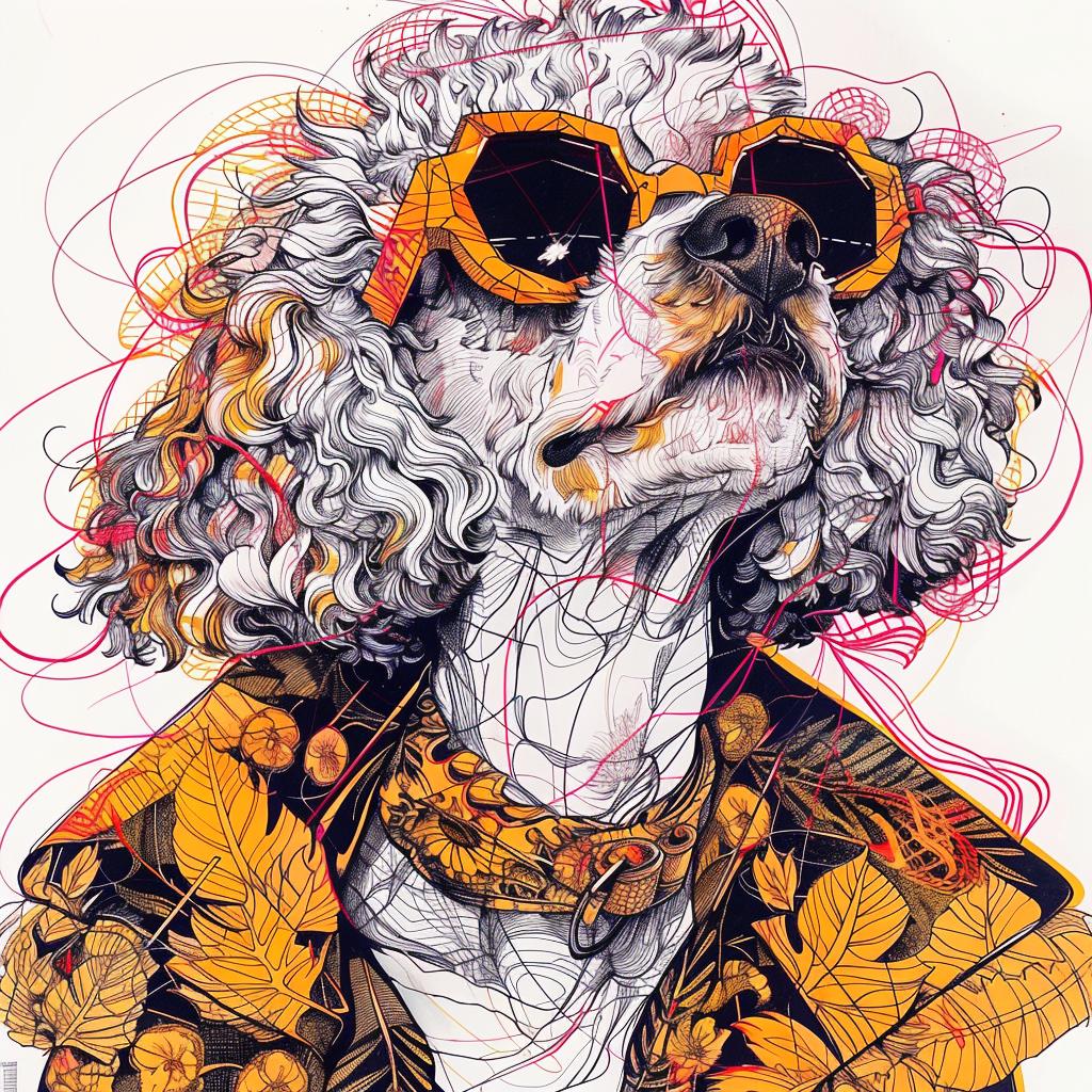 رسم نظارات شمسية لكلب بودل، فن حيوان أليف رائع، رسوم متحركة، أزياء، مضحكة 953391