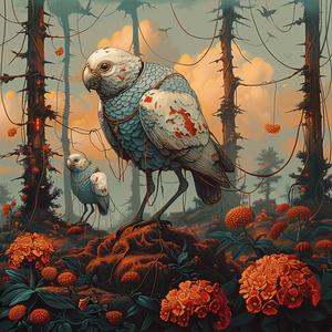 painting  birds  woods  chromolithography  nature  art  scene  imagination  vintage  beauty 1059334