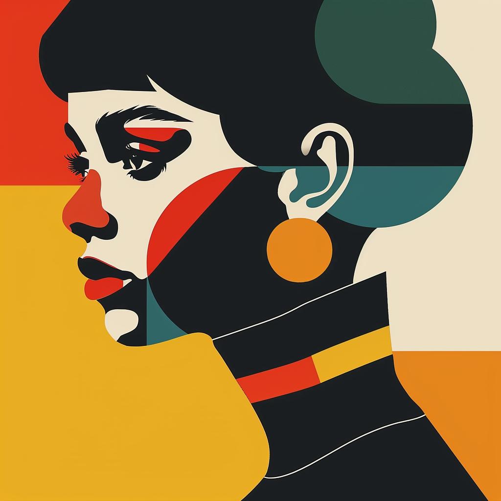 abstract  minimalist  portrait  elegance  bold  geometric  colorful  modern  woman  art 929333