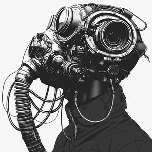 man  gasmask  black  white  drawing  linework  svg  vector  strong  lines 1070644