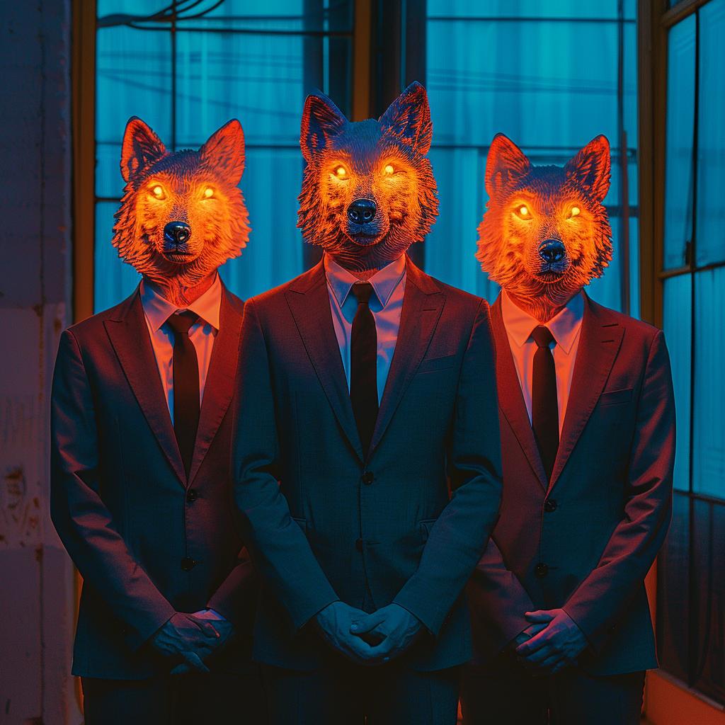 creative  surreal  neon  album  cover  wolves  masks  suits  Demna  Gvasalia 962547