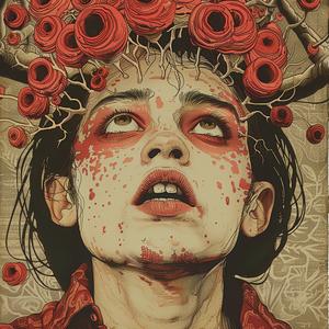 woman  roses  head  painting  floral  vibrant  colorful  nature  portrait  elegant 1053134