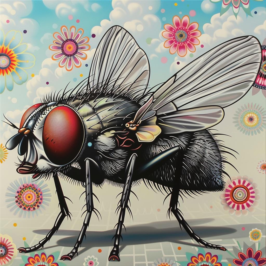 housefly  kawaii  painting  flowers  white  background  simple  art  cute  nature 1033482