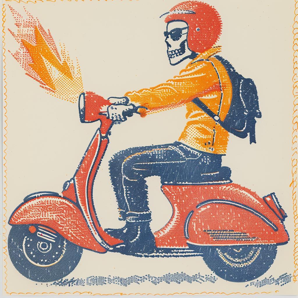 man  scooter  surreal  lighting  glow  volumetric  natural  horror  art  poster 962847