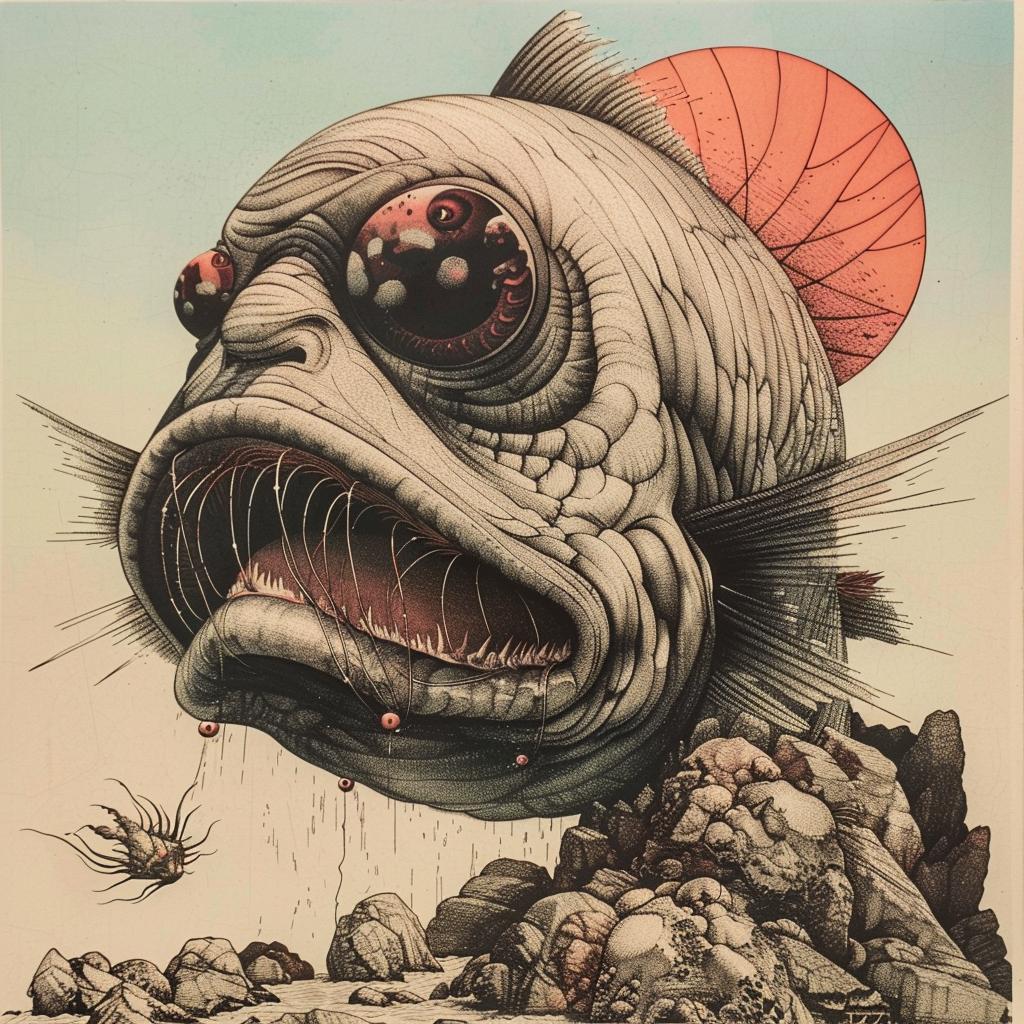 horror  monster  fish  big-headed  eyes  surreal  weird  artwork  painting  1917 946711