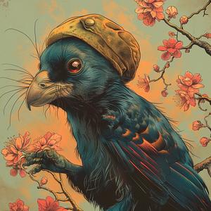 crow  flowers  painting  nature  chromolithography  vibrant  artistic  wildlife  colorful  symbolic 1051242