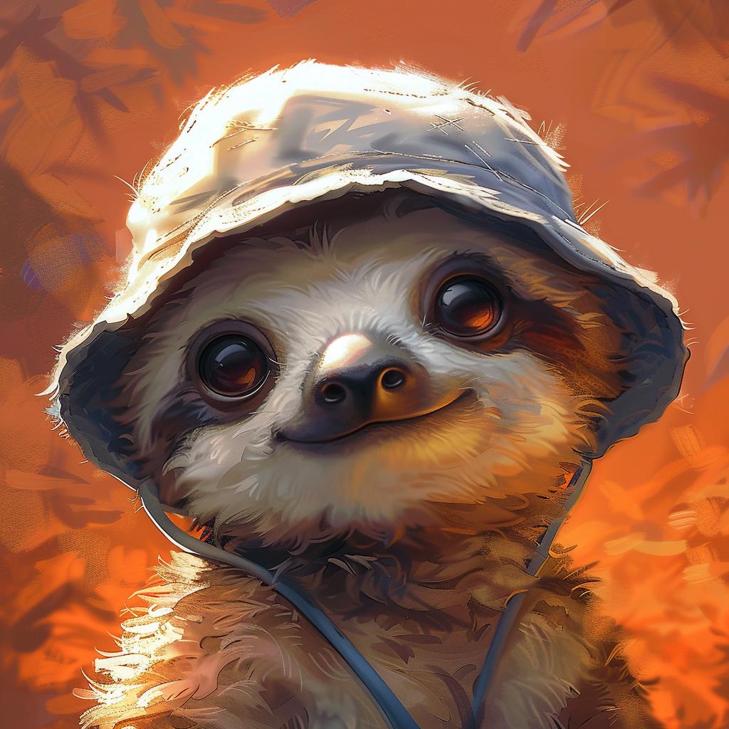 sloth  kawaii  bucket  hat  2D  cartoon  Ralph  Bakshi  painting  cute 971218