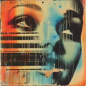 woman  face  barcode  chromolithography  modern  abstract  unique  glitch  art  portrait 1041206