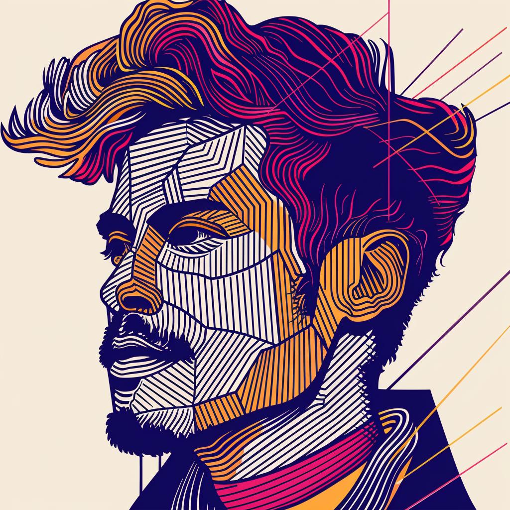Pop  Art  Asian-American  man  digital  beard  white  background  portrait  contemporary 937309