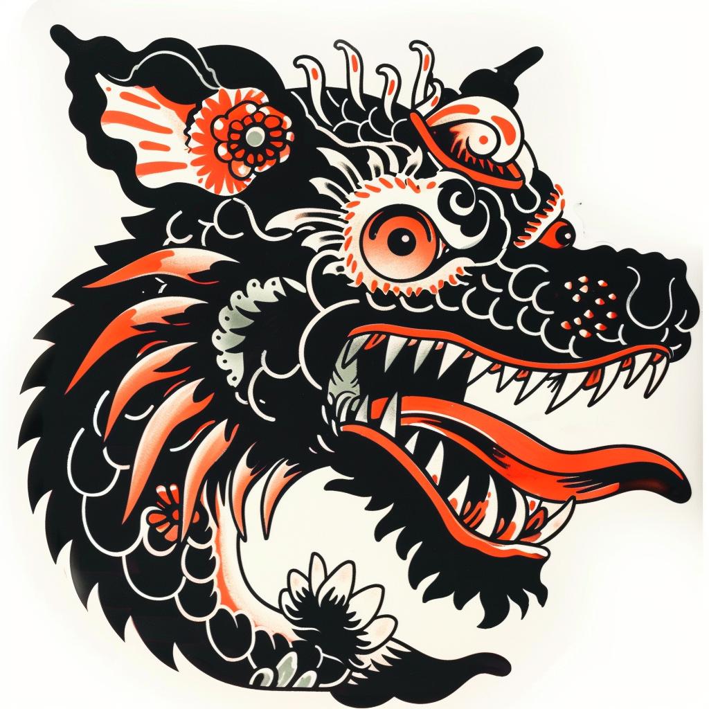 dragon  head  black  orange  tattoo  illustration  flash  art  design  graphic 927451