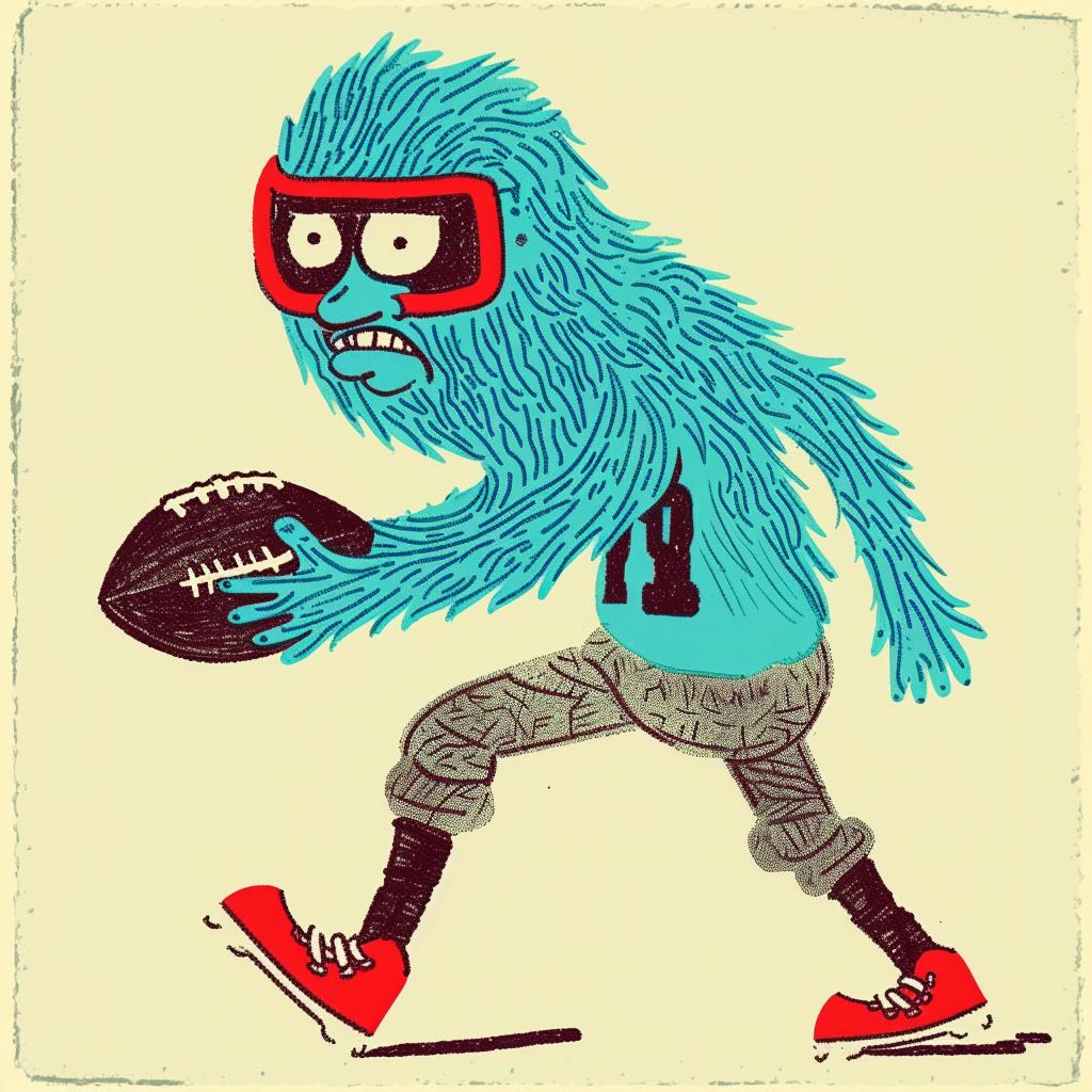 football  player  helmet  uniform  cartoon  monster  glasses  sports  humor  illustration 940363
