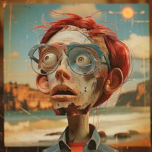 claymation  digital  painting  man  red  hair  glasses  portrait  illustration  vibrant 1061082