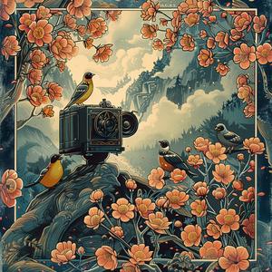 birds  tree  flowers  painting  nature  colorful  illustration  artwork  chromolithography  scene 1059670