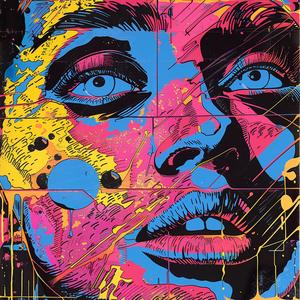 album  cover  surreal  colorful  woman  portrait  chaos  Risograph  flowerpunk  symbolist 1078130