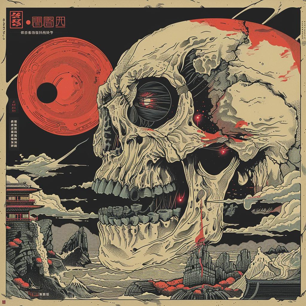 surreal  album  cover  hyper-realistic  screenprinting  chromoluminosity  Toshio  Saeki  deathmetal  monster 960911