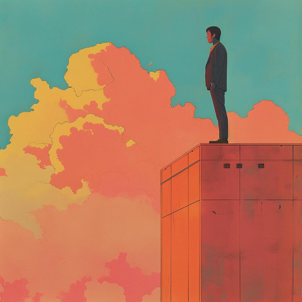 creative  surreal  man  suit  skyscraper  clouds  illustration  whimsical  urban  art 978187