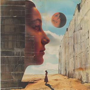 surreal  collage  1970s  photo  montage  enigmatic  woman  moon  advertisement  modern 1041313