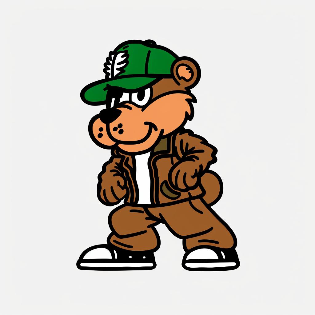 aggressive  bear  anthropomorphic  street  culture  minimal  brown  green  hat  jacket 958930