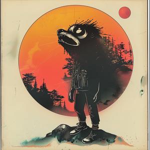 bear  mountain  surreal  album  cover  Risograph  screenprinting  hyper-realistic  Symbolist  art 1079807
