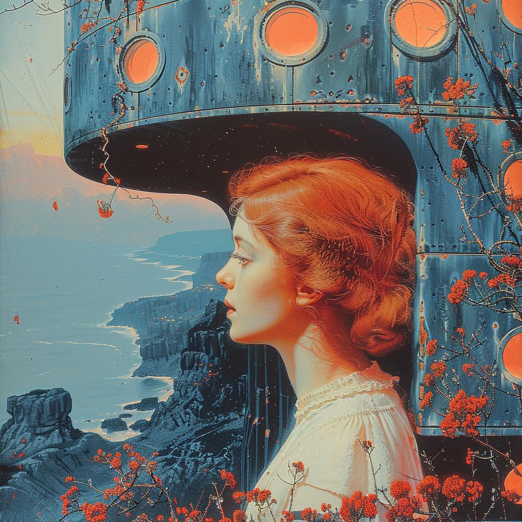 woman  redhair  ocean  viewing  chromolithography  nature  scenic  colorful  canvas  artwork 1031186