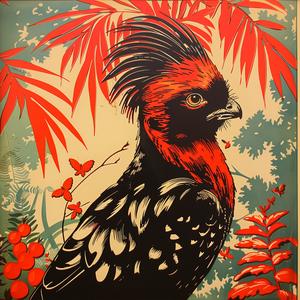 bird  red  black  chromolithography  feather  nature  vibrant  detailed  illustration  wildlife 1051072