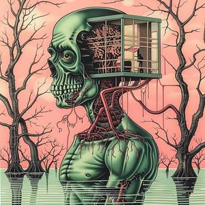 minimal  chromolithography  skeleton  house  water  surreal  simple  fantasy  symbolism  artwork 1037682