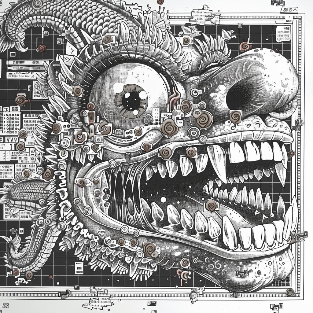surreal  album  collage  deathmetal  hyper-realistic  Toshio  Saeki  Todd  White  dragon 942166