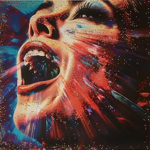 chromo  sparkle  glitter  painting  woman  mouth  open  artistic  1974  expression 1038420