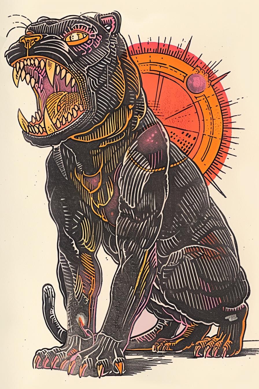 mythical  panther  Todd-McFarlane  snarling  upright  drawing  creature  illustration  intense  fantasy 934367