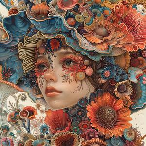 woman  flowers  colorful  art  illustration  detailed  mushroomcore  vivid  imagination  nature 1072911