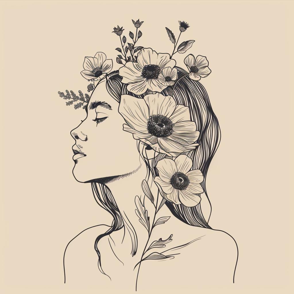 رسم متجهي، زهور أحادية اللون، بوهو بسيط، رسم خطي، طبيعة مفاهيمية، 960053