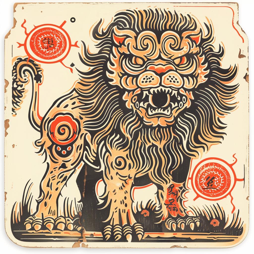 mythical  lion  creature  Nychos  vintage  style  illustration  graphic  art  design 933889